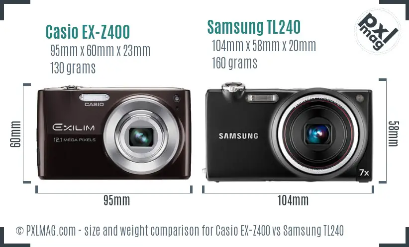 Casio EX-Z400 vs Samsung TL240 size comparison