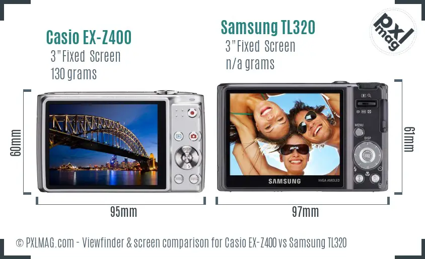 Casio EX-Z400 vs Samsung TL320 Screen and Viewfinder comparison Casio EX-Z400 vs Samsung TL320 Screen and Viewfinder comparison