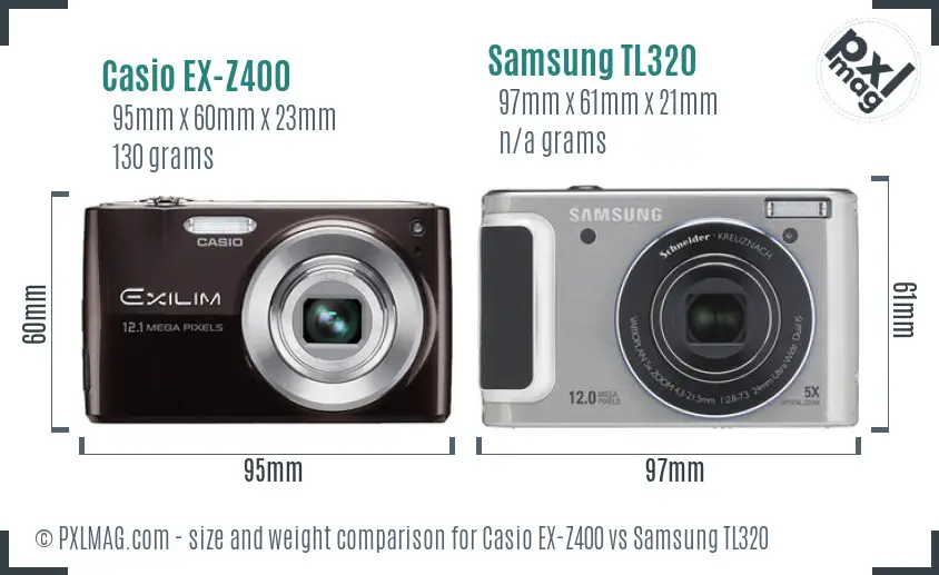 Casio EX-Z400 vs Samsung TL320 size comparison