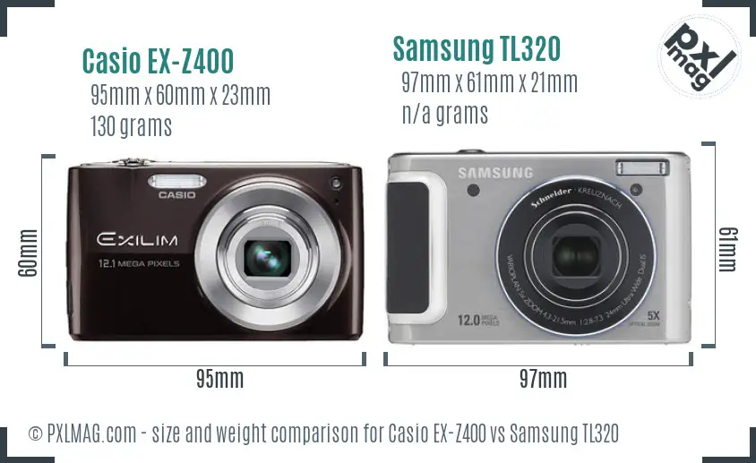 Casio EX-Z400 vs Samsung TL320 size comparison