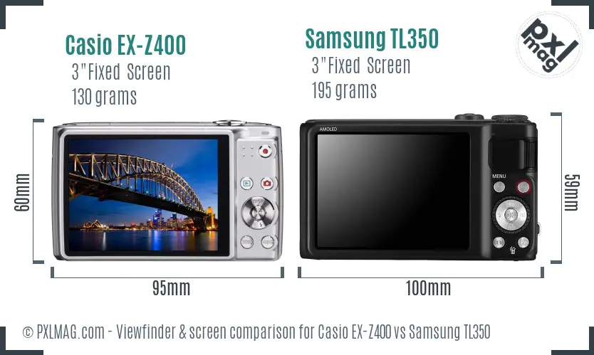 Casio EX-Z400 vs Samsung TL350 Screen and Viewfinder comparison Casio EX-Z400 vs Samsung TL350 Screen and Viewfinder comparison