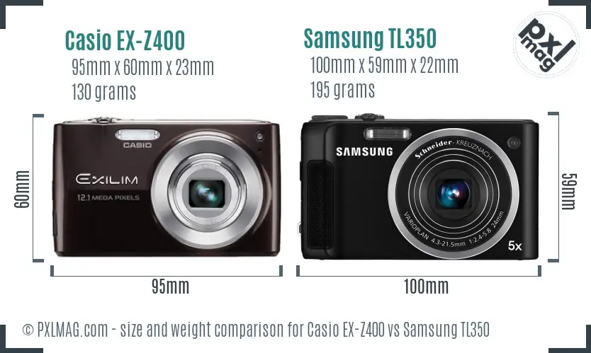 Casio EX-Z400 vs Samsung TL350 size comparison Casio EX-Z400 vs Samsung TL350 size comparison