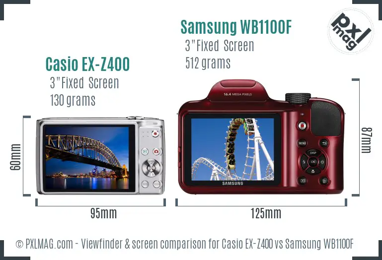 Casio EX-Z400 vs Samsung WB1100F Screen and Viewfinder comparison