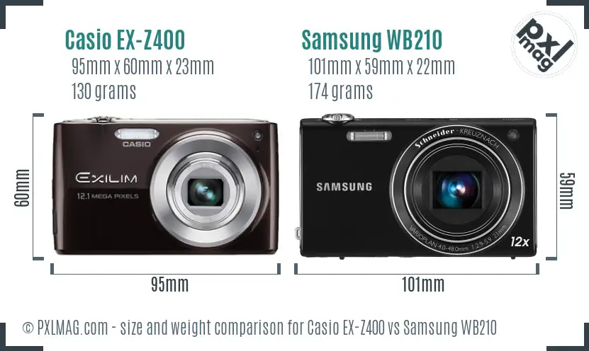 Casio EX-Z400 vs Samsung WB210 size comparison