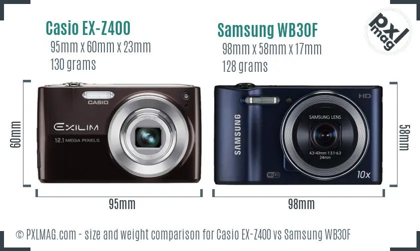 Casio EX-Z400 vs Samsung WB30F size comparison