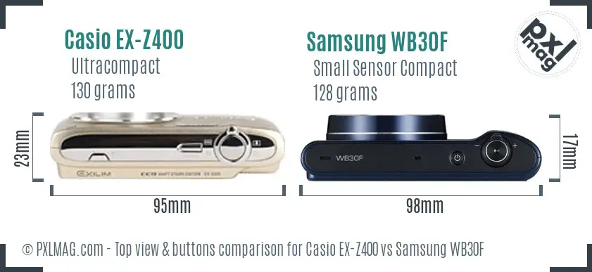 Casio EX-Z400 vs Samsung WB30F top view buttons comparison