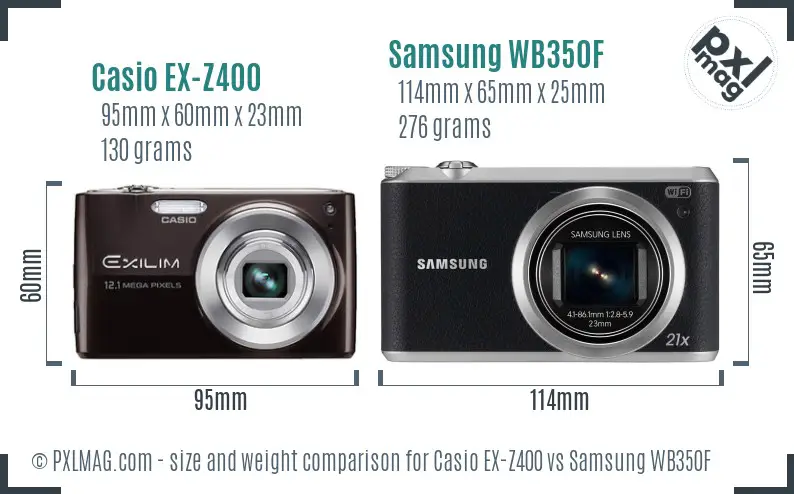 Casio EX-Z400 vs Samsung WB350F size comparison