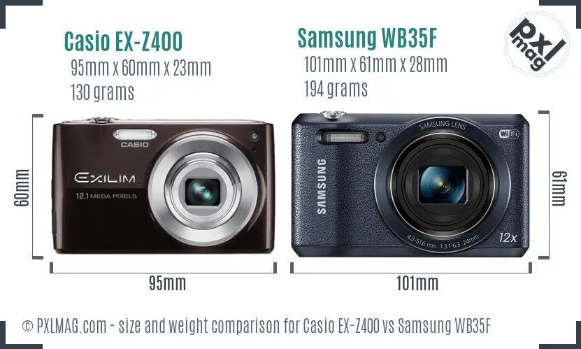Casio EX-Z400 vs Samsung WB35F size comparison Casio EX-Z400 vs Samsung WB35F size comparison