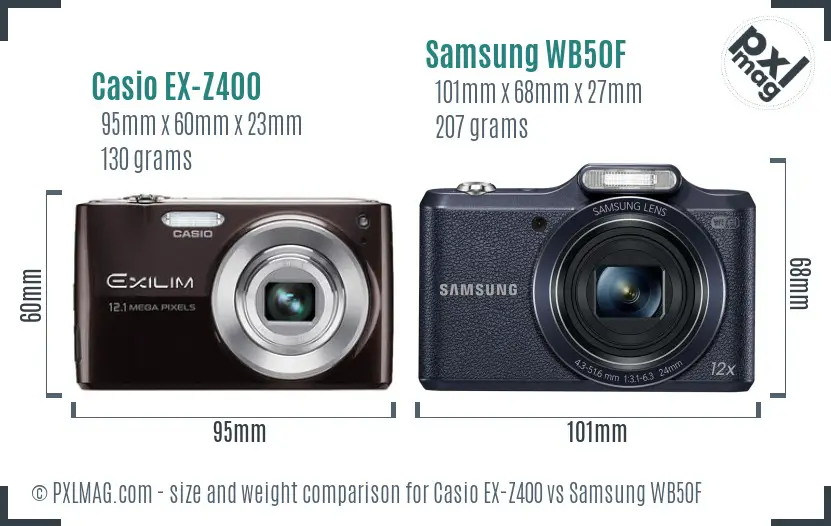 Casio EX-Z400 vs Samsung WB50F size comparison Casio EX-Z400 vs Samsung WB50F size comparison