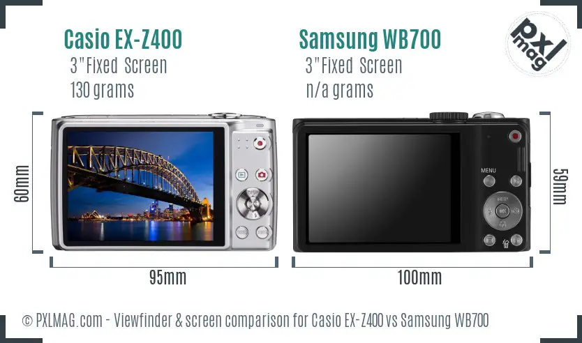 Casio EX-Z400 vs Samsung WB700 Screen and Viewfinder comparison