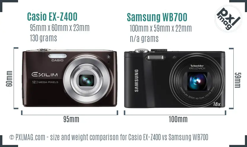 Casio EX-Z400 vs Samsung WB700 size comparison