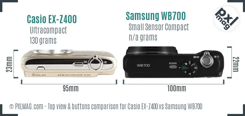 Casio EX-Z400 vs Samsung WB700 top view buttons comparison