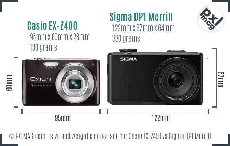 Casio EX-Z400 vs Sigma DP1 Merrill size comparison