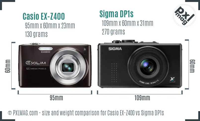 Casio EX-Z400 vs Sigma DP1s size comparison