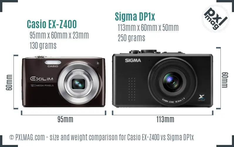Casio EX-Z400 vs Sigma DP1x size comparison