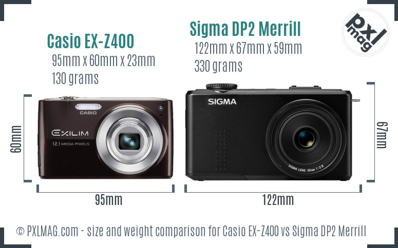 Casio EX-Z400 vs Sigma DP2 Merrill size comparison Casio EX-Z400 vs Sigma DP2 Merrill size comparison