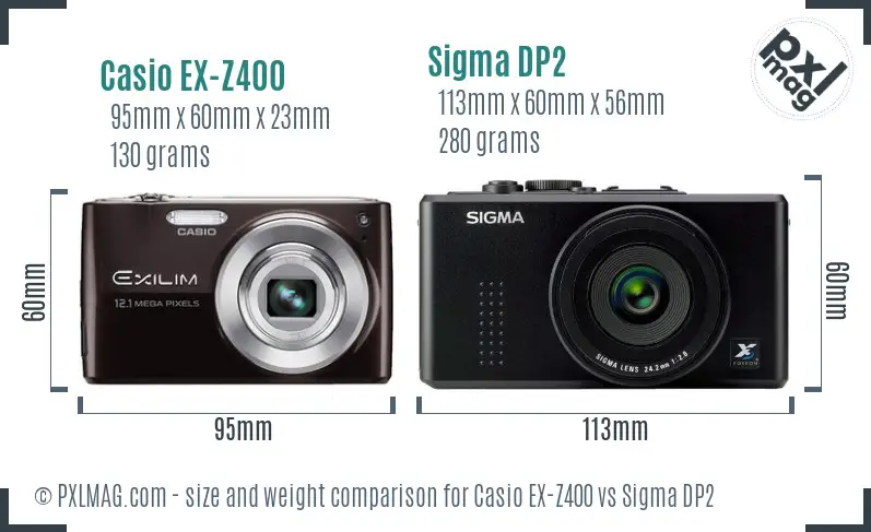 Casio EX-Z400 vs Sigma DP2 size comparison