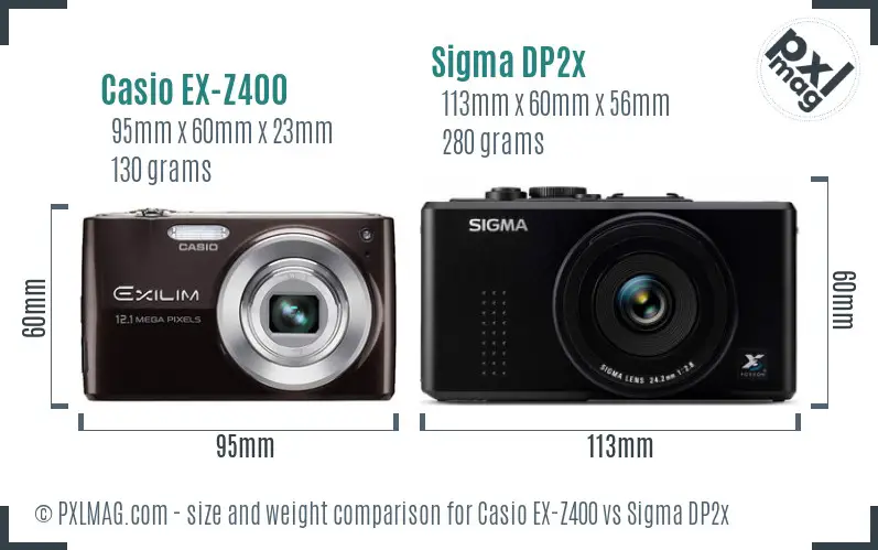 Casio EX-Z400 vs Sigma DP2x size comparison