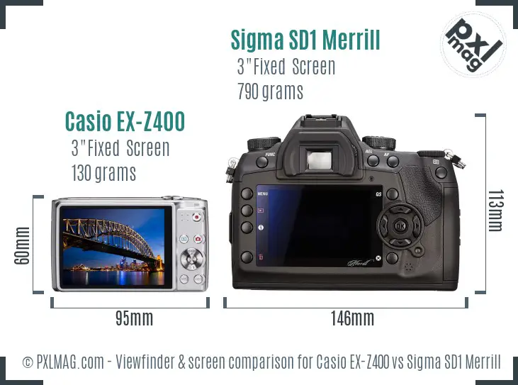 Casio EX-Z400 vs Sigma SD1 Merrill Screen and Viewfinder comparison