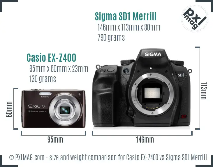 Casio EX-Z400 vs Sigma SD1 Merrill size comparison