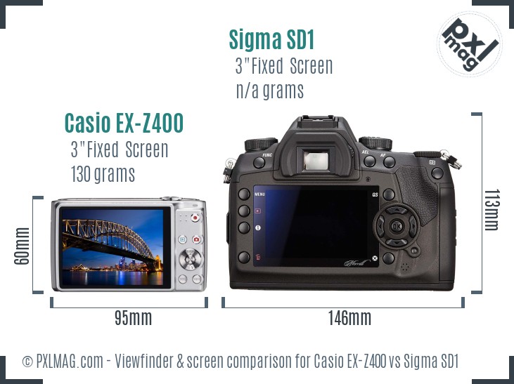 Casio EX-Z400 vs Sigma SD1 Screen and Viewfinder comparison