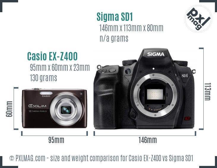 Casio EX-Z400 vs Sigma SD1 size comparison