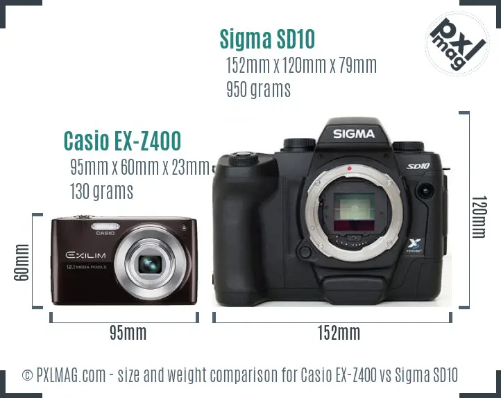 Casio EX-Z400 vs Sigma SD10 size comparison