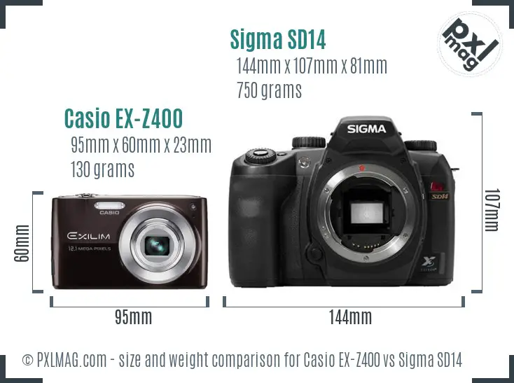 Casio EX-Z400 vs Sigma SD14 size comparison Casio EX-Z400 vs Sigma SD14 size comparison