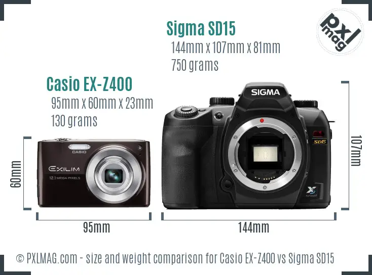 Casio EX-Z400 vs Sigma SD15 size comparison