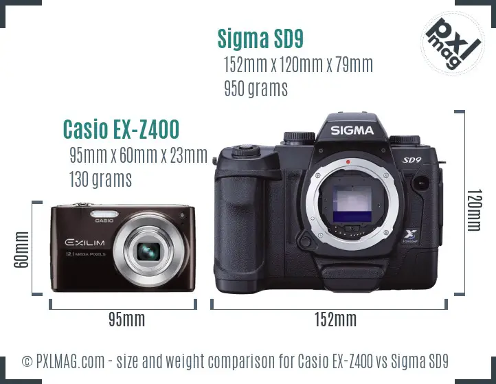 Casio EX-Z400 vs Sigma SD9 size comparison