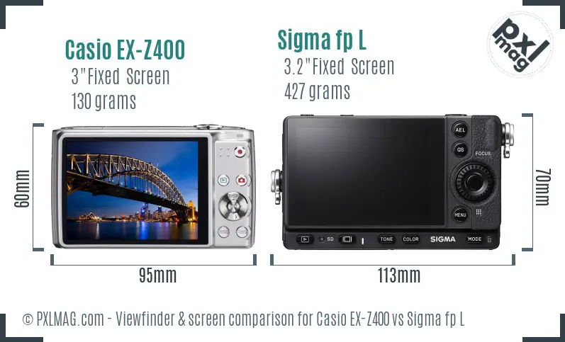 Casio EX-Z400 vs Sigma fp L Screen and Viewfinder comparison
