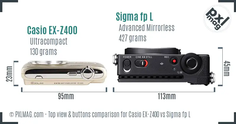 Casio EX-Z400 vs Sigma fp L top view buttons comparison