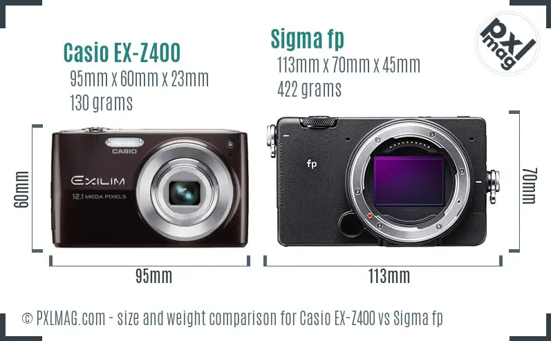 Casio EX-Z400 vs Sigma fp size comparison