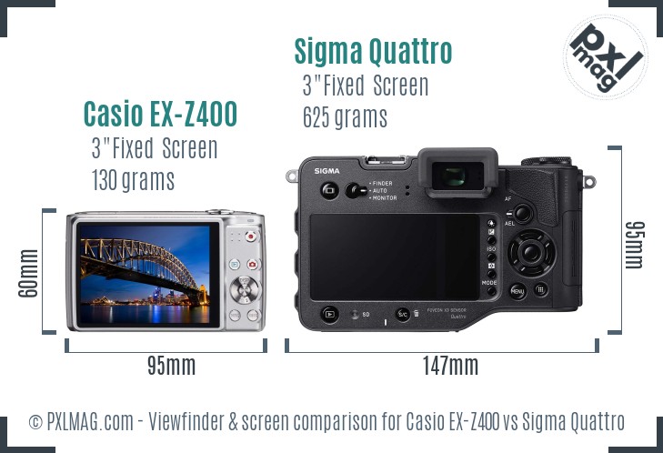 Casio EX-Z400 vs Sigma Quattro Screen and Viewfinder comparison