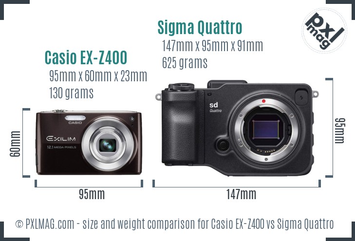 Casio EX-Z400 vs Sigma Quattro size comparison