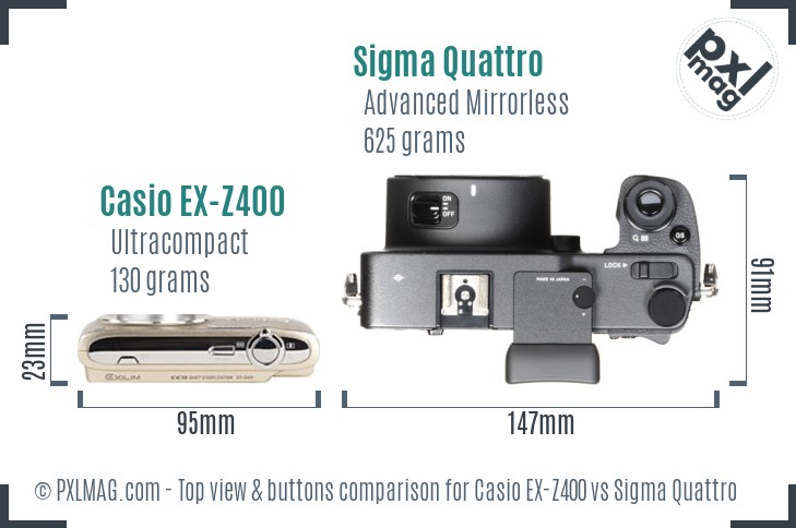 Casio EX-Z400 vs Sigma Quattro top view buttons comparison