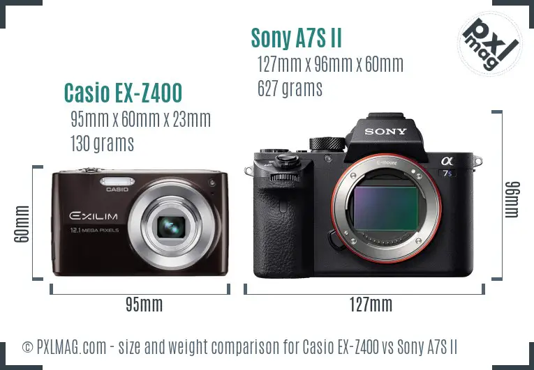 Casio EX-Z400 vs Sony A7S II size comparison