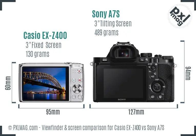 Casio EX-Z400 vs Sony A7S Screen and Viewfinder comparison