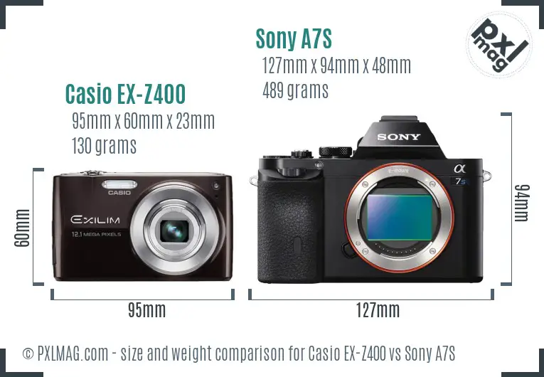 Casio EX-Z400 vs Sony A7S size comparison