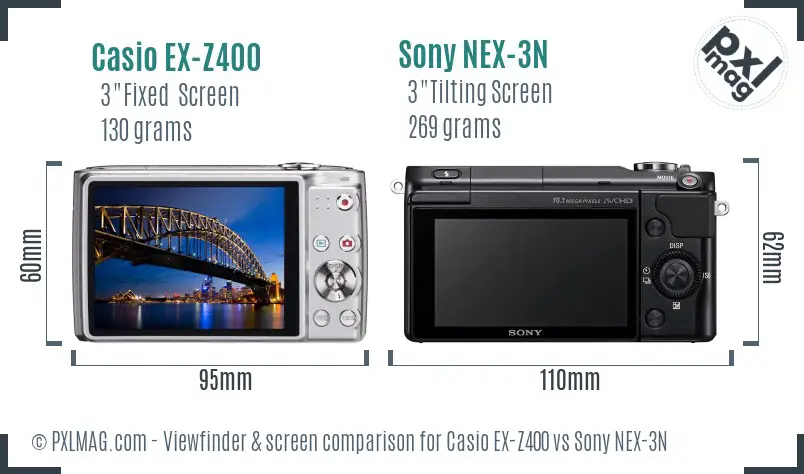 Casio EX-Z400 vs Sony NEX-3N Screen and Viewfinder comparison