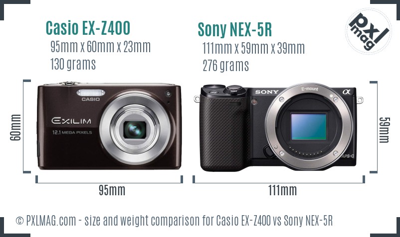 Casio EX-Z400 vs Sony NEX-5R size comparison Casio EX-Z400 vs Sony NEX-5R size comparison