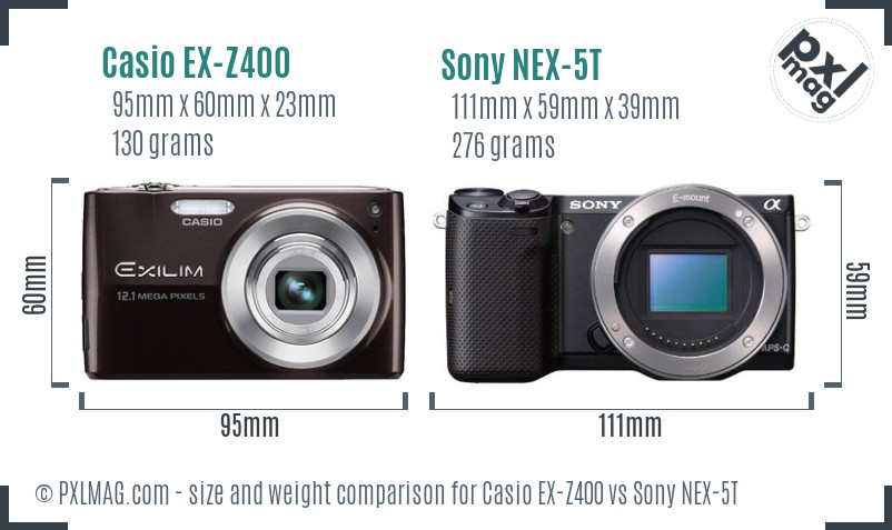Casio EX-Z400 vs Sony NEX-5T size comparison