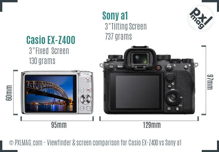 Casio EX-Z400 vs Sony a1 Screen and Viewfinder comparison