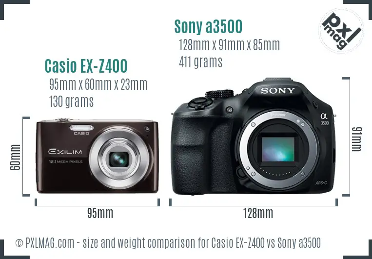 Casio EX-Z400 vs Sony a3500 size comparison Casio EX-Z400 vs Sony a3500 size comparison