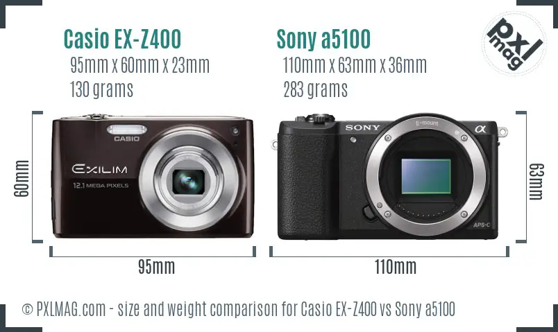 Casio EX-Z400 vs Sony a5100 size comparison