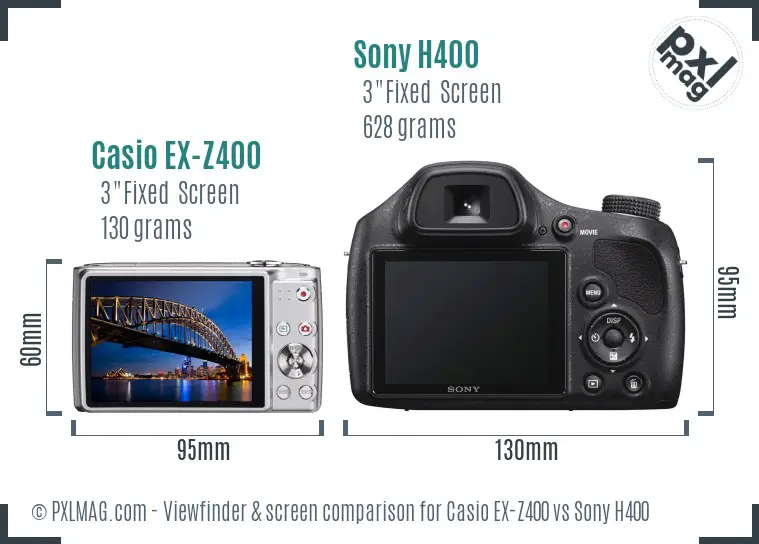 Casio EX-Z400 vs Sony H400 Screen and Viewfinder comparison