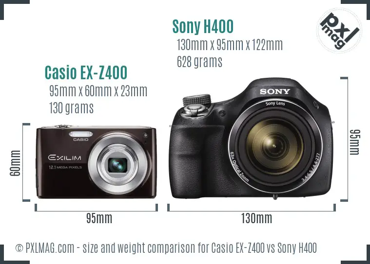 Casio EX-Z400 vs Sony H400 size comparison