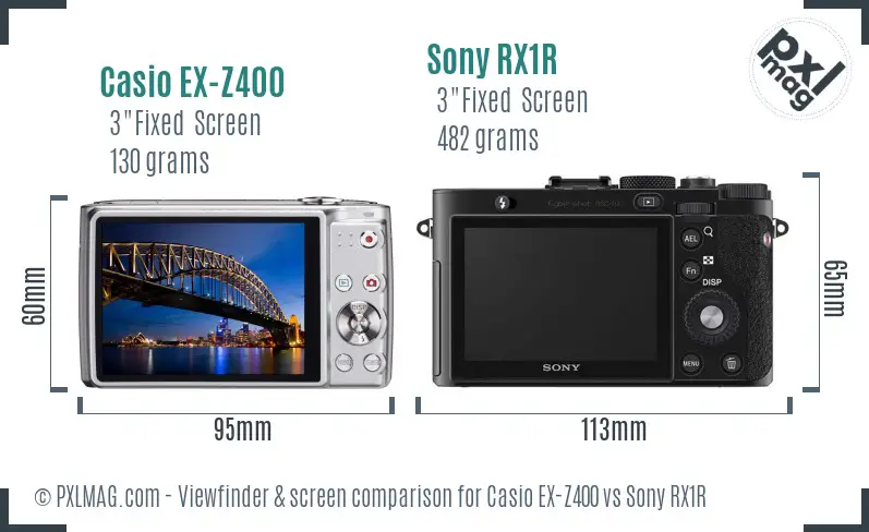 Casio EX-Z400 vs Sony RX1R Screen and Viewfinder comparison