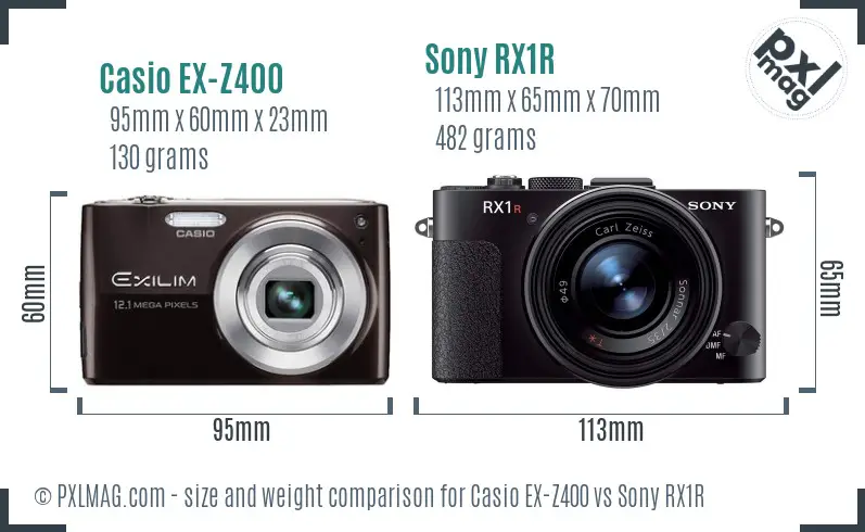 Casio EX-Z400 vs Sony RX1R size comparison