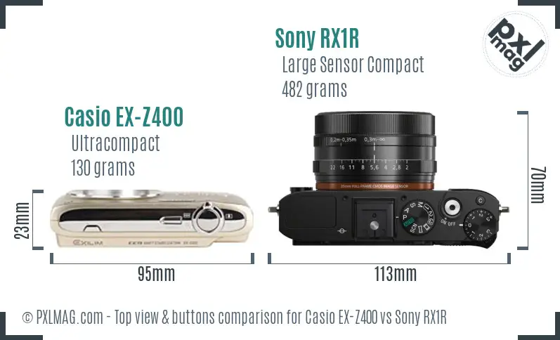 Casio EX-Z400 vs Sony RX1R top view buttons comparison